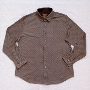 Tasso Elba Shirt Button-Up Size XL Mens Supima Cotton Blend Diamond Pattern